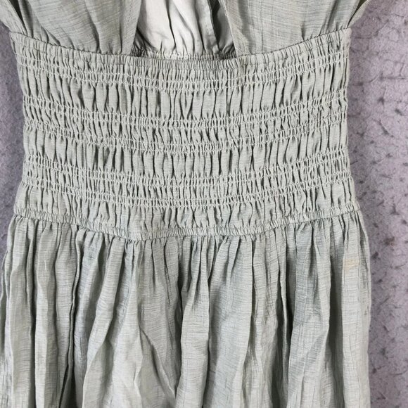 Current Air Dress Womens Extra Small XS Green Smocked Waist Twist Front Midi - Picture 3 of 5